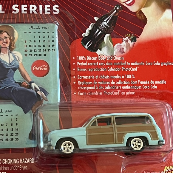 JOHNNY LIGHTNING Calendar Girl Series Coca-Cola ‘50 Mercury Woody #4 RARE - Picture 2 of 4